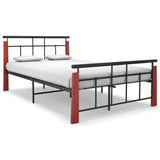 vidaXL Metal and Solid Oak Wood Bed Frame 120x200 cm