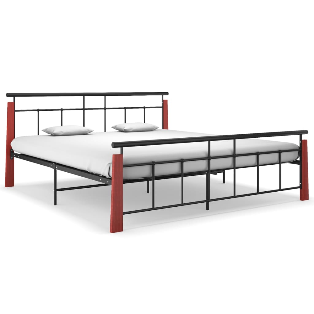 vidaXL Metal and Solid Oak Wood Bed Frame 120x200 cm