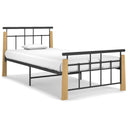 vidaXL Metal and Solid Oak Bed Frame 90x200 cm