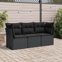 vidaXL 3-Piece Lounge Set with Cushions Poly Rattan Black