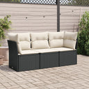 vidaXL 3-Piece Lounge Set with Cushions Poly Rattan Black