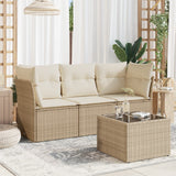 vidaXL 3-delige Loungeset met kussens poly rattan zwart