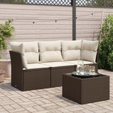 vidaXL 3-delige Loungeset met kussens poly rattan zwart