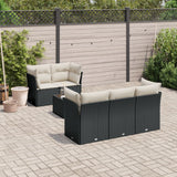 vidaXL 6-delige Loungeset met kussens poly rattan zwart