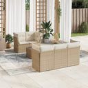 vidaXL 6-delige Loungeset met kussens poly rattan zwart