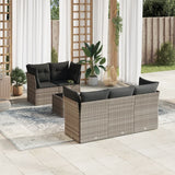 vidaXL 6-delige Loungeset met kussens poly rattan zwart