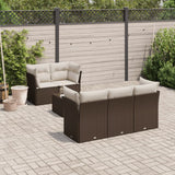 vidaXL 6-delige Loungeset met kussens poly rattan zwart
