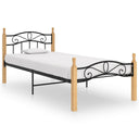vidaXL Bed frame metal and solid oak black 200x200 cm
