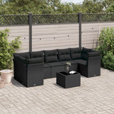 vidaXL 8-piece Lounge Set with Cushions Poly Rattan Black