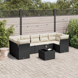 vidaXL 8-piece Lounge Set with Cushions Poly Rattan Black