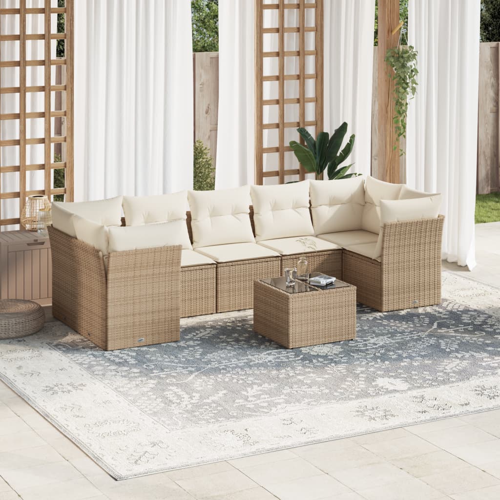 vidaXL 8-piece Lounge Set with Cushions Poly Rattan Black