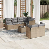vidaXL 8-piece Lounge Set with Cushions Poly Rattan Black
