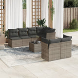 vidaXL 8-piece Lounge Set with Cushions Poly Rattan Black