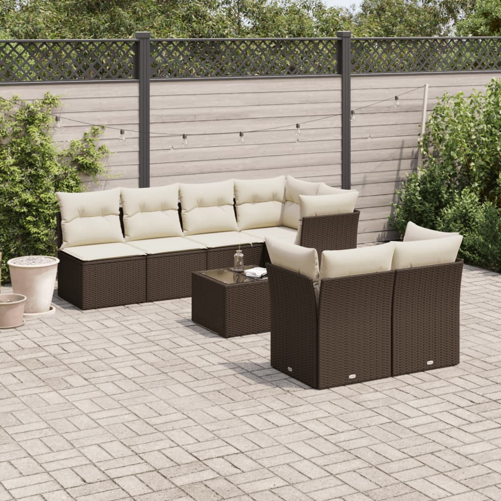 vidaXL 8-piece Lounge Set with Cushions Poly Rattan Black