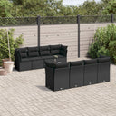 vidaXL Ensemble de salon 9 pièces avec coussins en poly rotin noir