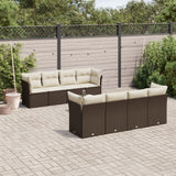 vidaXL 9-piece Poly Rattan Lounge Set with Cushions Black