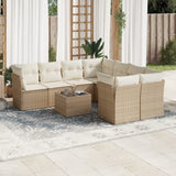 vidaXL 9-piece Poly Rattan Lounge Set with Cushions Black
