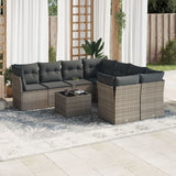 vidaXL 9-piece Poly Rattan Lounge Set with Cushions Black