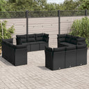 vidaXL Ensemble de salon 12 personnes avec coussins en poly rotin noir