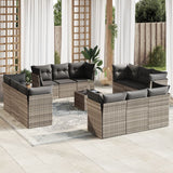 vidaXL 12-delige Loungeset met kussens poly rattan zwart