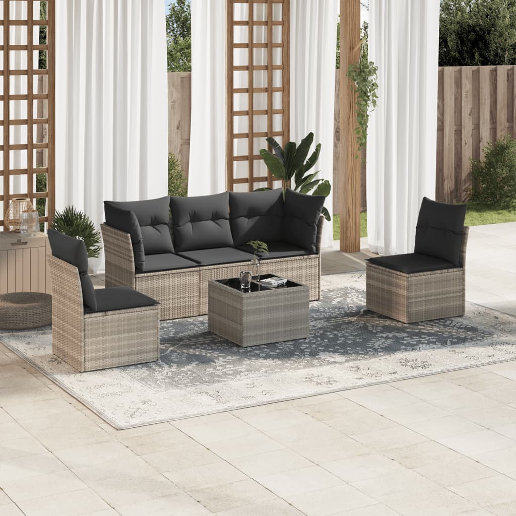 vidaXL 5-piece Lounge Set with Cushions Poly Rattan Black