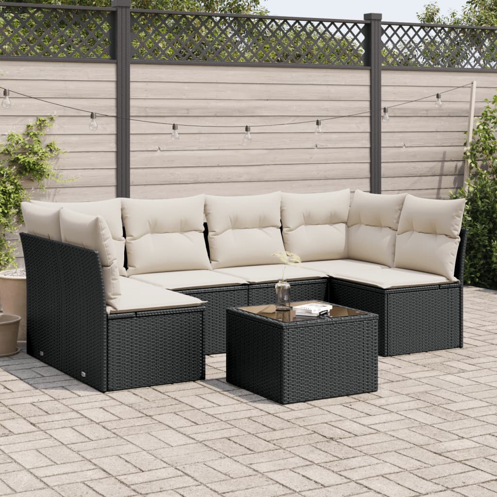 vidaXL 6-Piece Lounge Set with Cushions Poly Rattan Black