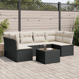 vidaXL 6-Piece Lounge Set with Cushions Poly Rattan Black