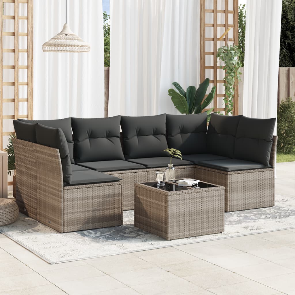 vidaXL 6-Piece Lounge Set with Cushions Poly Rattan Black