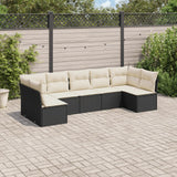 vidaXL 7-Piece Lounge Set with Cushions Poly Rattan Black