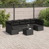 vidaXL 7-Piece Lounge Set with Cushions Poly Rattan Black