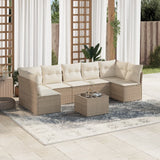 vidaXL 7-Piece Lounge Set with Cushions Poly Rattan Black