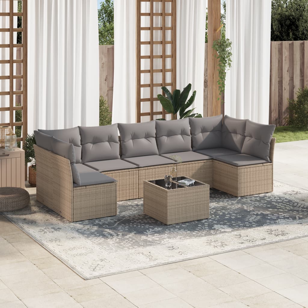 vidaXL 7-Piece Lounge Set with Cushions Poly Rattan Black