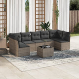 vidaXL 7-Piece Lounge Set with Cushions Poly Rattan Black