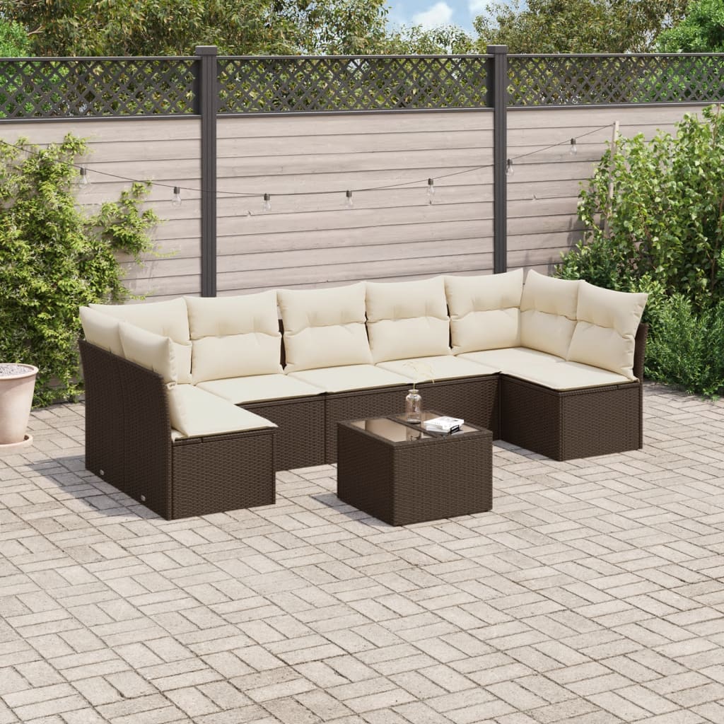 vidaXL 7-Piece Lounge Set with Cushions Poly Rattan Black