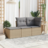 vidaXL 3-delige Loungeset met kussens poly rattan zwart
