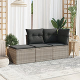 vidaXL 3-delige Loungeset met kussens poly rattan zwart