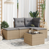 vidaXL 4-Piece Poly Rattan Lounge Set with Cushions Black
