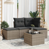 vidaXL 4-Piece Poly Rattan Lounge Set with Cushions Black