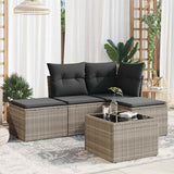 vidaXL 4-Piece Poly Rattan Lounge Set with Cushions Black