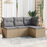 vidaXL 4-Piece Poly Rattan Lounge Set with Cushions Black