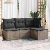 vidaXL 4-Piece Poly Rattan Lounge Set with Cushions Black