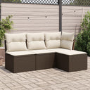 vidaXL Ensemble de salon 4 personnes avec coussins en poly rotin noir