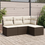 vidaXL 4-Piece Poly Rattan Lounge Set with Cushions Black