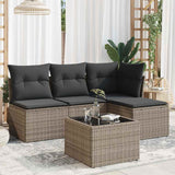 vidaXL 4-Piece Poly Rattan Lounge Set with Cushions Black