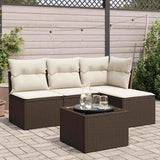 vidaXL 4-Piece Poly Rattan Lounge Set with Cushions Black