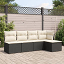 vidaXL Ensemble de salon 5 personnes avec coussins en poly rotin noir