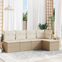 vidaXL Ensemble de salon 5 personnes avec coussins en poly rotin noir