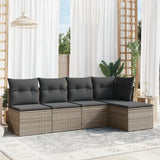 vidaXL 5-piece Lounge Set with Cushions Poly Rattan Black