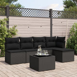 vidaXL 5-piece Lounge Set with Cushions Poly Rattan Black