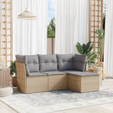 vidaXL 4-Piece Poly Rattan Lounge Set with Cushions Black